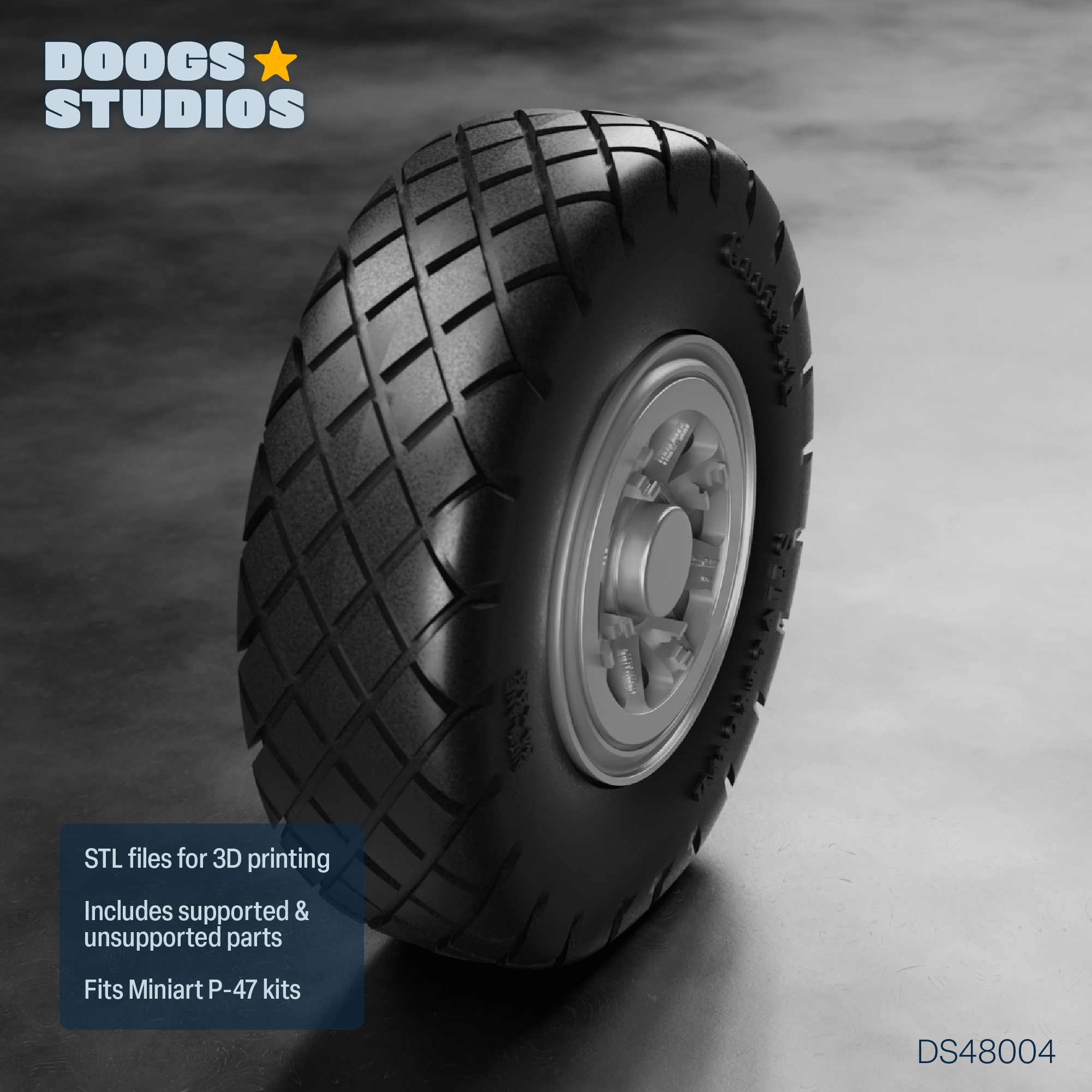 1/48 P-47N Diamond Tread Wheels "A" (for Miniart) - Image 2