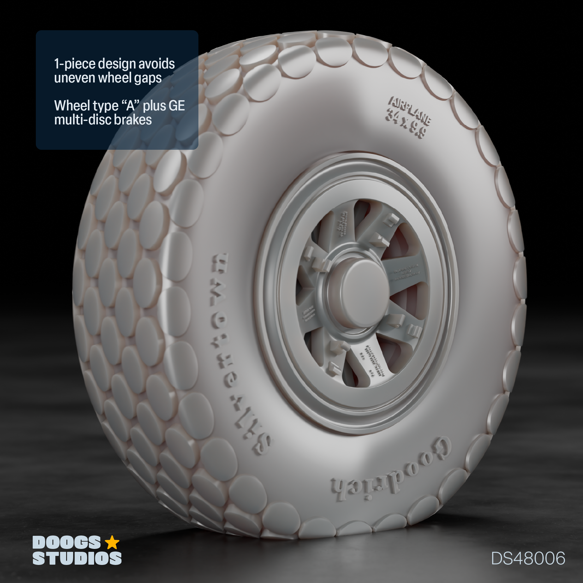 1/48 P-47N Oval Tread Wheels "A" (for Miniart) - Image 3