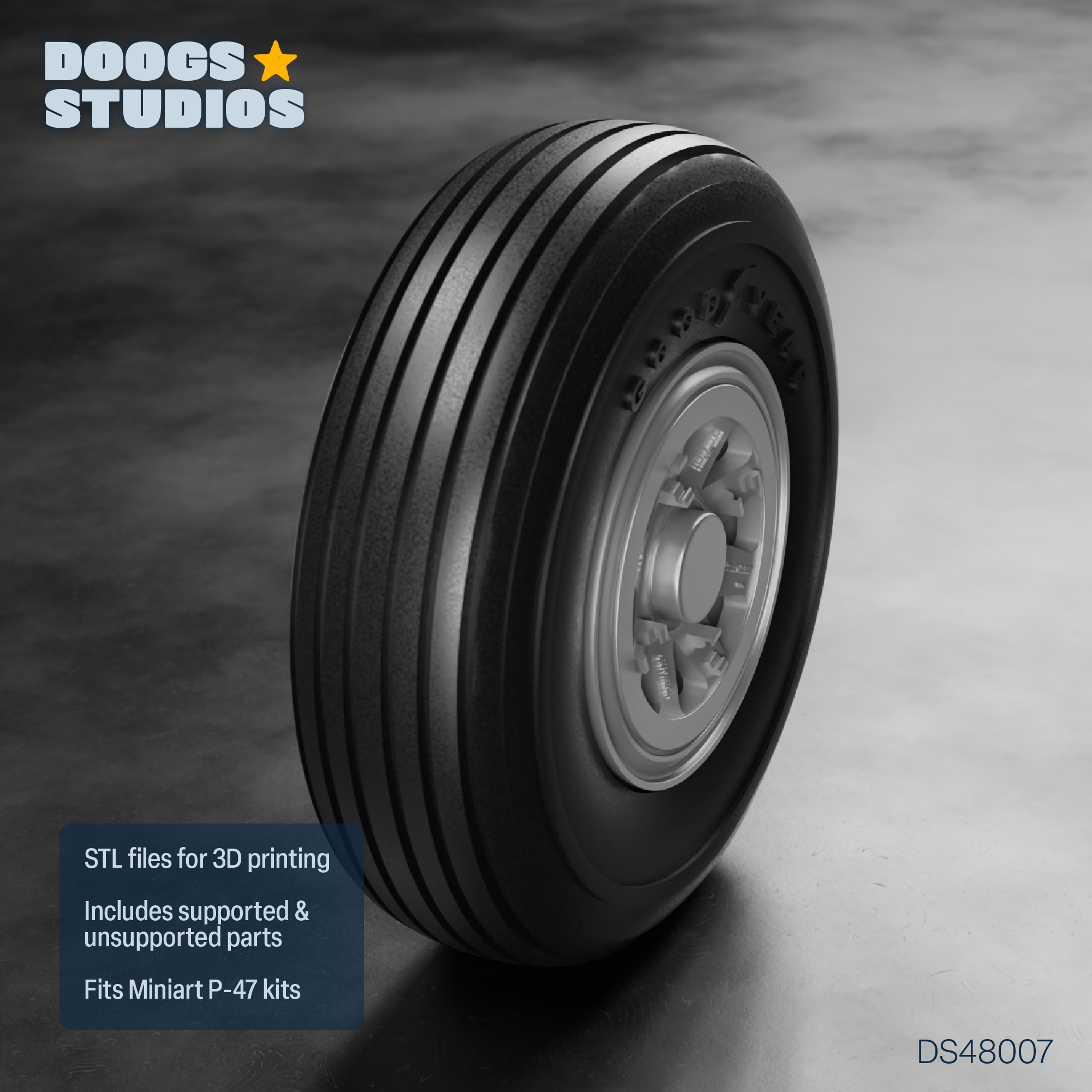 1/48 P-47N Radial Tread Wheels "A" (for Miniart) - Image 2