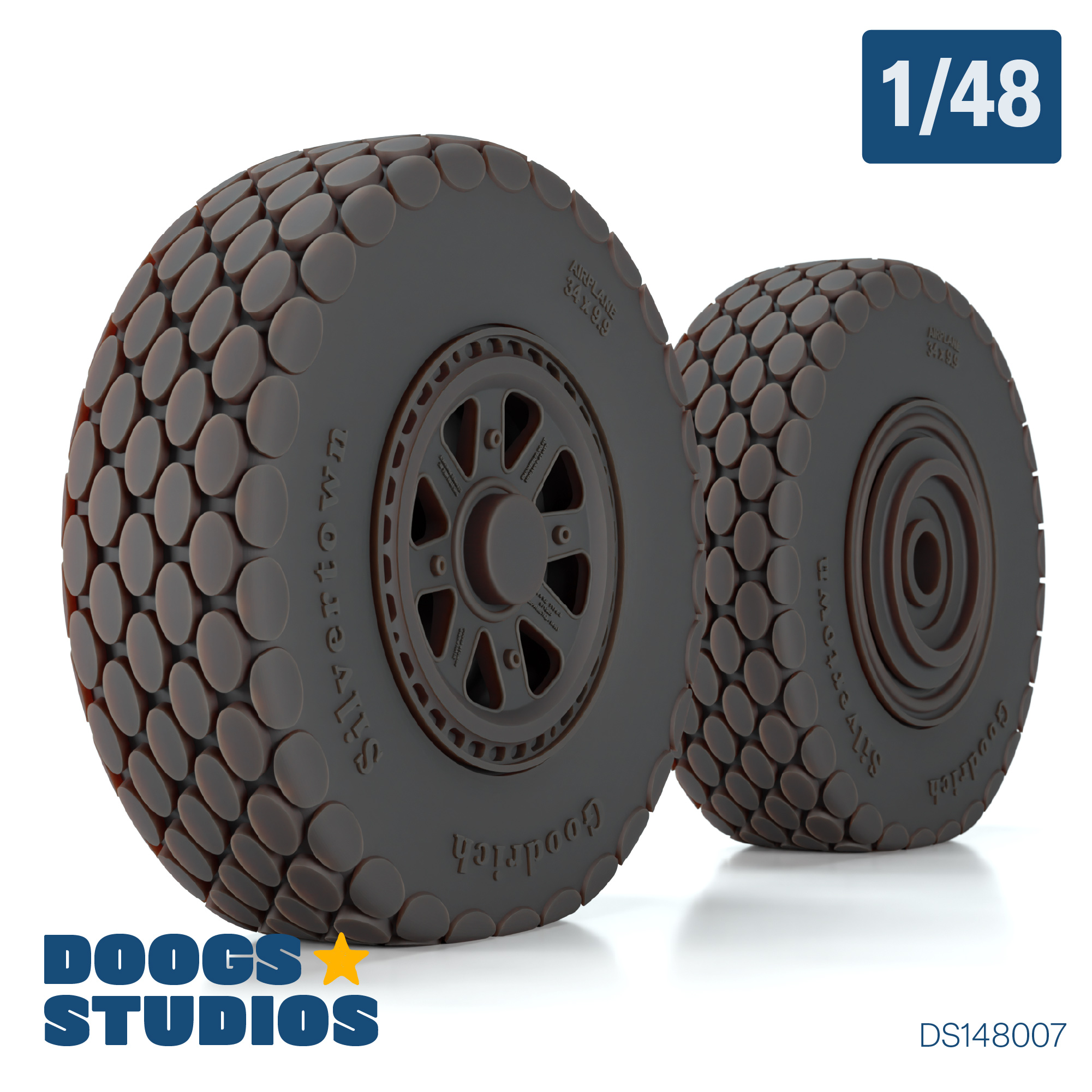 1/48 P-47N Oval Tread Wheels "B" (for MiniArt)