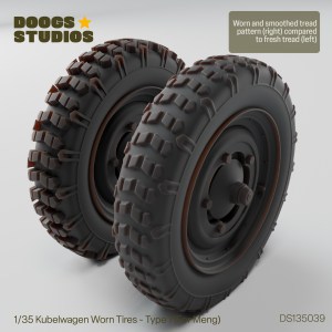 1/35 Kubelwagen Worn Tires – Type 1 (for Meng)